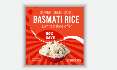 
Basmati rice social media banner design, or Food sale social media banner design template
