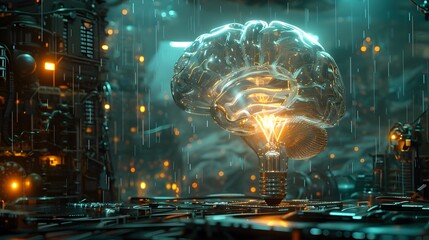 Radiant Cerebral Symphony A Futuristic Neural Landscape Illuminated by Technological Innovation