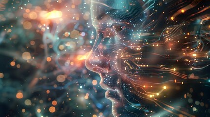 Visionary Consciousness Manifesting in Surreal Glitch Inspired Ethereal Landscape