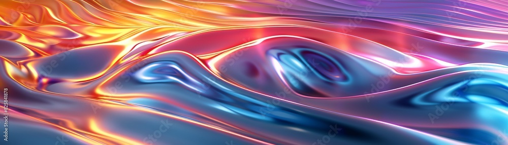 Aufkleber 3d render of colorful abstract background with flowing curved lines in rainbow colors on white, liqu