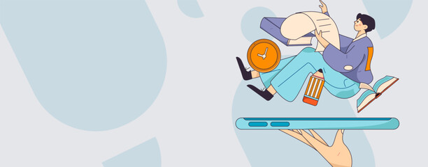 Education and learning people flat vector concept hand drawn illustration
