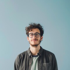 Fototapeta premium Isolated millennial in a simple background with generous copy space.