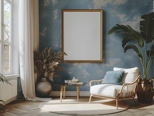 Stylish D Frame Mockup on Living Room Wall Modern Home Decor
