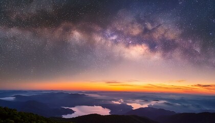 earth and sun, sunrise over the earth, sunrise over the mountains, Landscape with Milky way galaxy. Sunrise and Earth view from space 