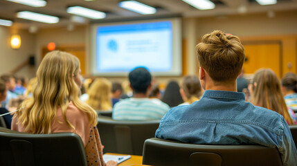 Image of a large group of students attending a lecture.