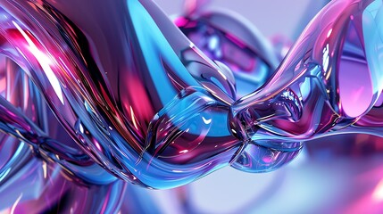3D rendering. Multicolored fluid shape. Modern colorful glass.