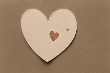 craft Valentine's Day card, beige with copy space, banner with free space. Generative AI