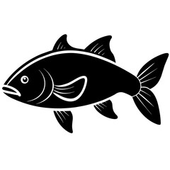 Asian Carp fish icon vector art illustration