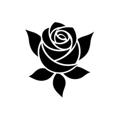 Minimalist flower Logo with a rose icon vector art illustration