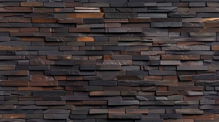 Textured dark wooden mosaic wall pattern
