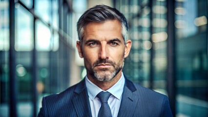 Fototapeta premium Ethical Leadership Portrait: Portrait of a leader known for ethical practices, with a composed and sincere expression, symbolizing integrity and trust. 