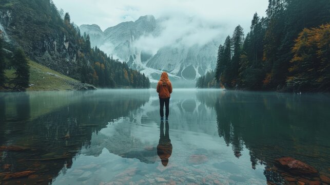A person looking at their reflection in water seeing their true self representing self-discovery and empowerment