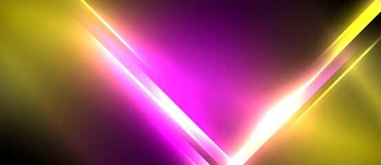 Neon dynamic diagonal light rays background. Techno digital geometric concept design for wallpaper, banner, presentation, background