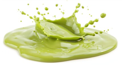Vibrant green paint splash isolated on white background