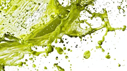 Explosion of green paint splash on white background