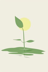 Minimalist sprout silhouette with sun background