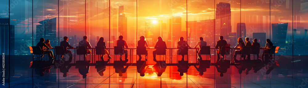 Aufkleber high res image: collaborative project meeting concept with glossy backdrop teamwork and knowledge sh