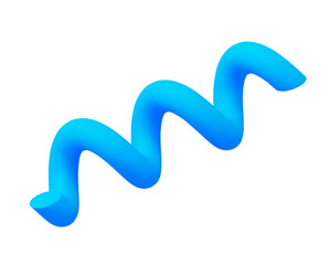 3D blue spiral line on isolated background. Stock vector illustration.