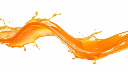 Splashing orange liquid wave isolated on white background
