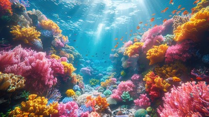 Naklejka premium Futuristic Style a beautiful alien planet with vibrant coral reef 