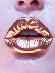 Obraz premium RoseGold Metallic Lipstick Shines in Lilac Setting