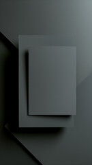 Elegant mockup design template featuring a dark black blank notebook or sheet paper card for presentations design