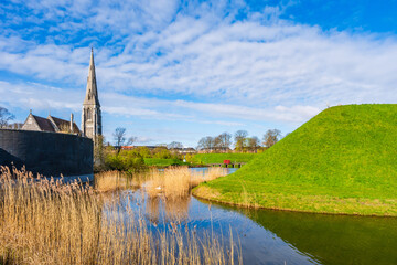 View of St. Alban's church in the Kastellet area, Copenhagen. Denmark
