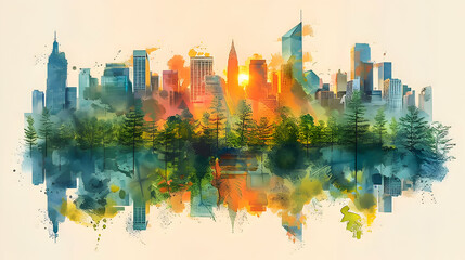 An engaging ecological infographic template adorned with brush stroke banners, each stroke symbolizing a vital component of environmental conservation. The vibrant hues and bold strokes