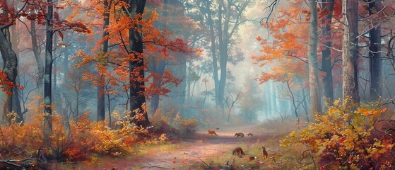 Autumn scene deciduous forest img