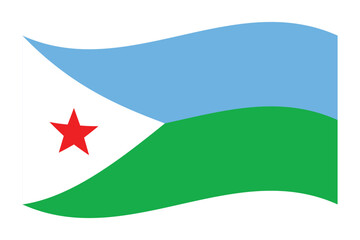 Vector illustration of wavy Djibouti flag on transparent background