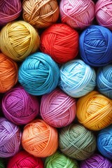 Many colorful yarn balls 