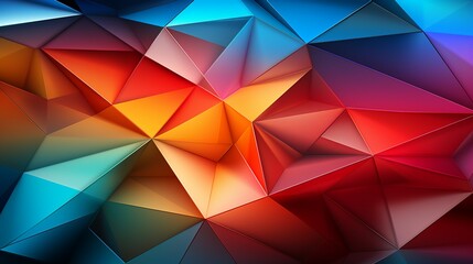 A geometry background with a series of interconnected triangles in bright primary colors, creating a vibrant and energetic design perfect for tech and creative industries.