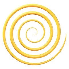 3d yellow geometric shape spiral. Stock vector illustration on isolated background.