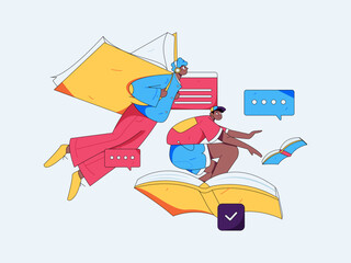 Education and learning people flat vector concept hand drawn illustration
