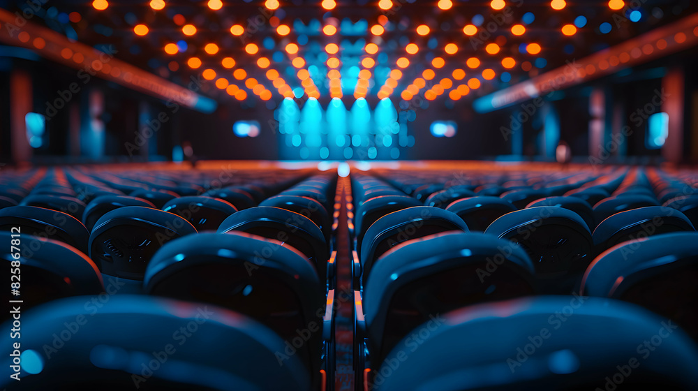 Poster professional knowledge sharing conference: large scale event with glossy backdrop photo stock concep