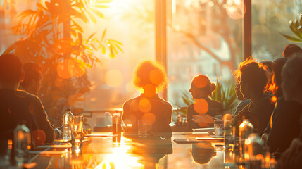 Collaborative Knowledge Sharing Workshop: Participants in Action with a Glossy Backdrop   High Resolution Image Emphasizing Learning and Collaboration