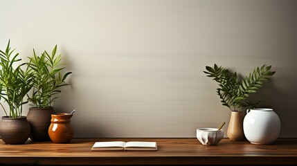 A minimalist office setup with a clean desk, a tablet, a minimalist desk organizer, and a cup of coffee, promoting a clutter-free and efficient workspace.