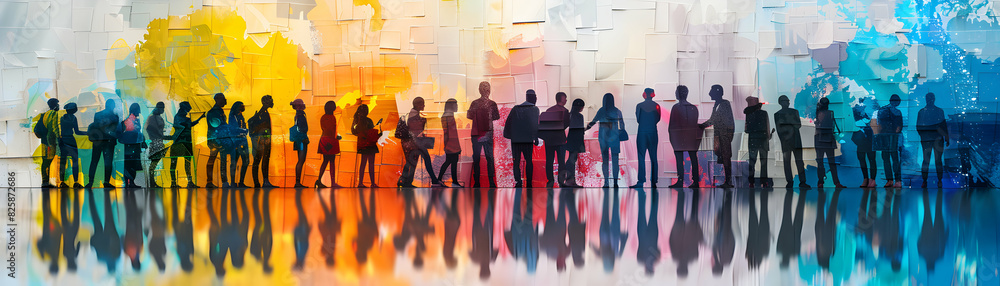 Aufkleber peer to peer knowledge exchange: high resolution image of peers exchanging knowledge with glossy bac