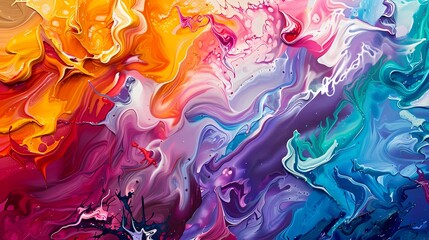 Waves of color cascading down the canvas, evoking a sense of movement and dynamism in the artwork