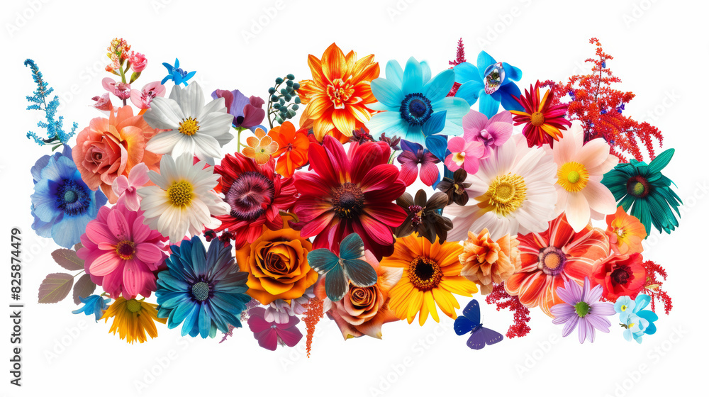 Wall mural A vibrant flower bouquet collage element, with a detailed and colorful arrangement of flowers - Wall murals