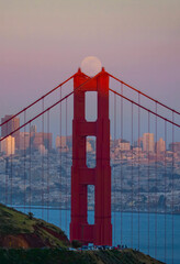 Golden Gate Bridge with Full Moon