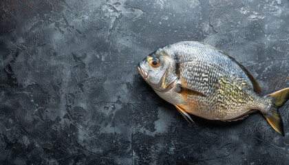 Fresh raw dorado fish on dark background