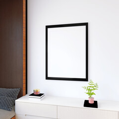 Frame Mockup Display in a Stylish Living Room with Wall Poster and Modern Interior Design