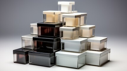 A set of plastic boxes in various dimensions, displayed on a simple white background, ideal for storage solutions, takeout containers, or product packaging.