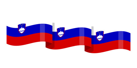 Vector illustration of wavy Slovenia flag on transparent background
