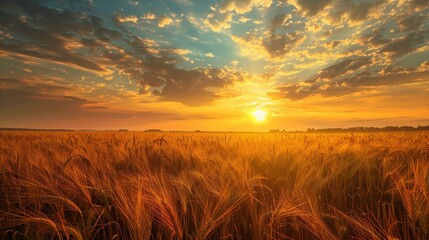 Golden sunrise over an agro field
