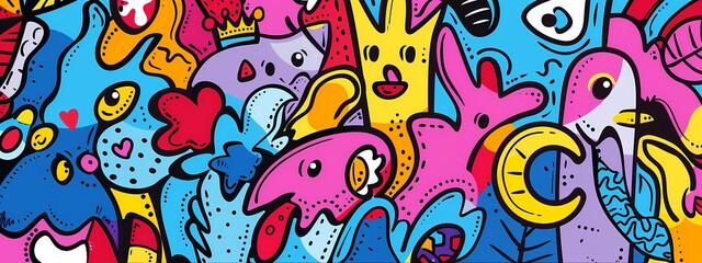 Obraz premium abstract doodle art of animals