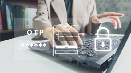Password and username for access data of laptop, security to login with otp and digit code, send...
