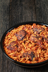 baked greek chicken orzo stew in tomato sauce