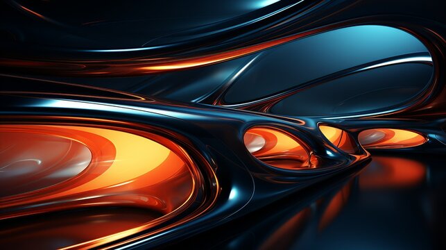 An artistic abstract composition with flowing lines and rounded polygons, blending organic shapes with modern, futuristic design elements.